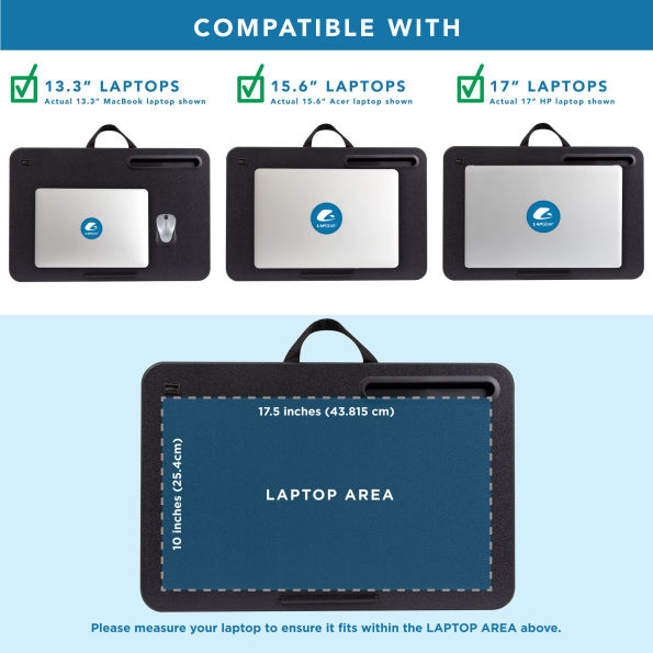 Lighted Elevation Lap Desk, Black Leather