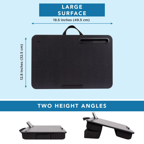 Lighted Elevation Lap Desk, Black Leather