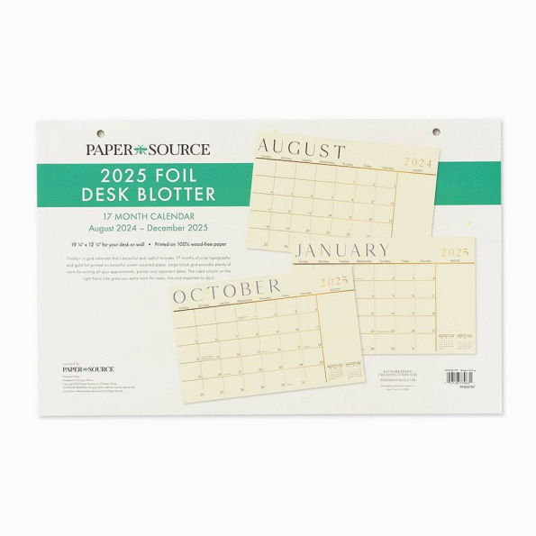 2025 Paper Source Foil 17 Month Blotter Calendar by Paper Source