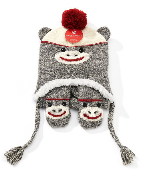 Kids Monkey Hat & Mitt Set