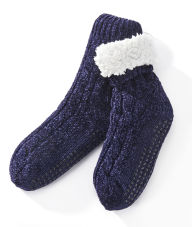 Title: Navy Cable Knit Chenille Reading Sock