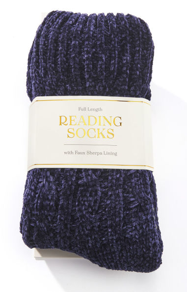 Navy Cable Knit Chenille Reading Sock