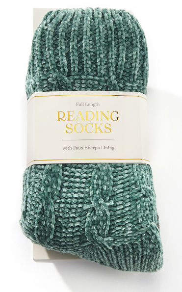 Teal Cable Knit Chenille Reading Sock