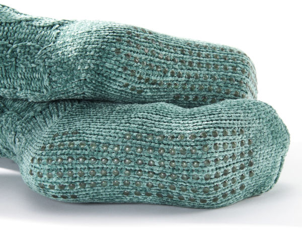 Teal Cable Knit Chenille Reading Sock