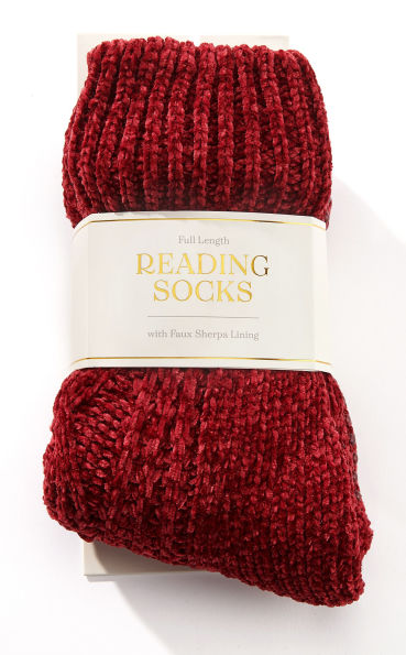 Red Cable Knit Chenille Reading Sock