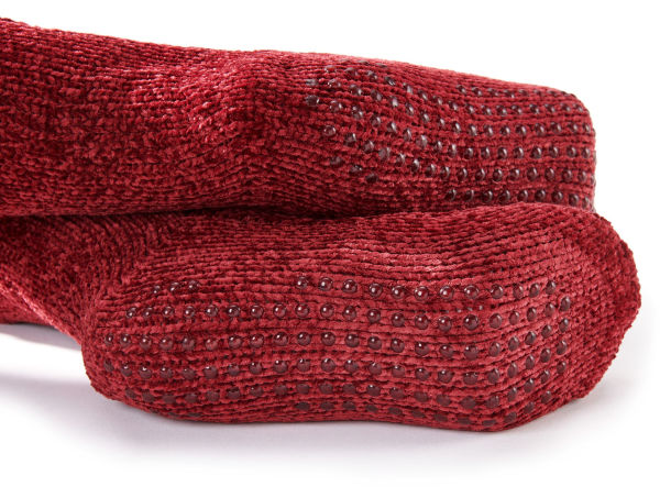 Red Cable Knit Chenille Reading Sock