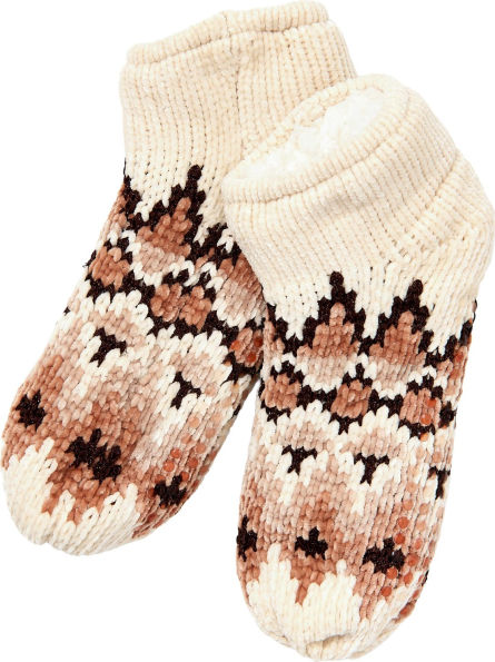 Neutral Fairisle Chenille Bootie Slipper