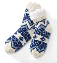 Title: Blue Fairisle Chenille Reading Sock