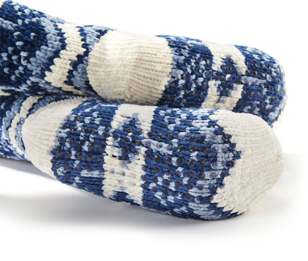 Blue Fairisle Chenille Reading Sock