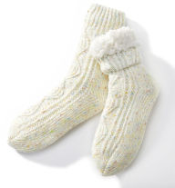 Title: White Confetti Chenille Reading Sock