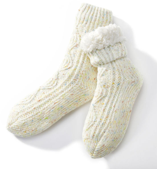 White Confetti Chenille Reading Sock