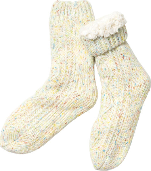 White Confetti Chenille Reading Sock