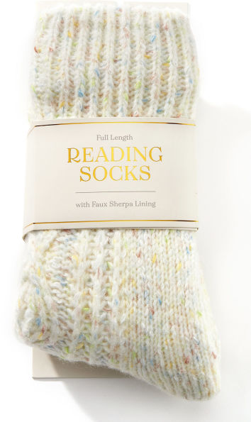 White Confetti Chenille Reading Sock