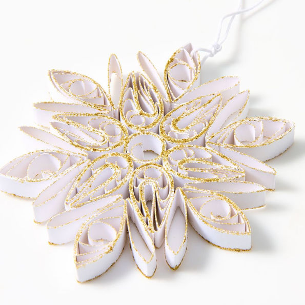 Snowflake Paper Ornament - White & Gold
