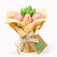 Title: Pink Tulip Candle Bouquet
