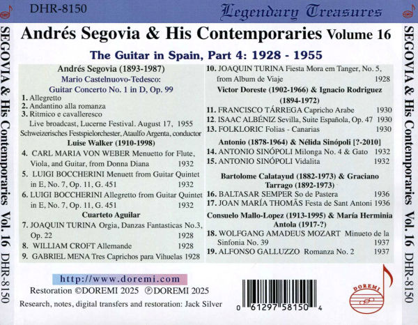 Andres Segovia and his Contemporaries, Vol. 16