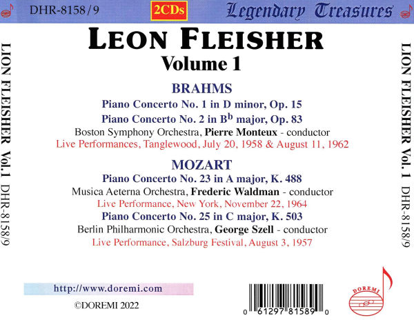 Leon Fleisher Live, Vol. 1: Brahms, Mozart