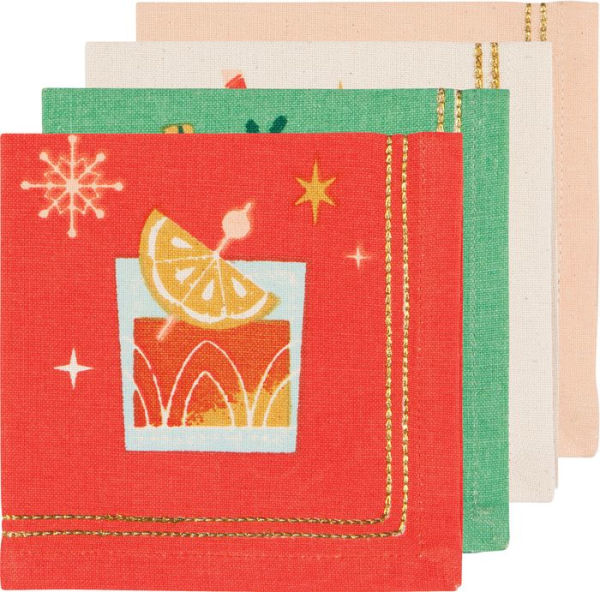 Festive Drinks Cocktail Napkins, Set of 4