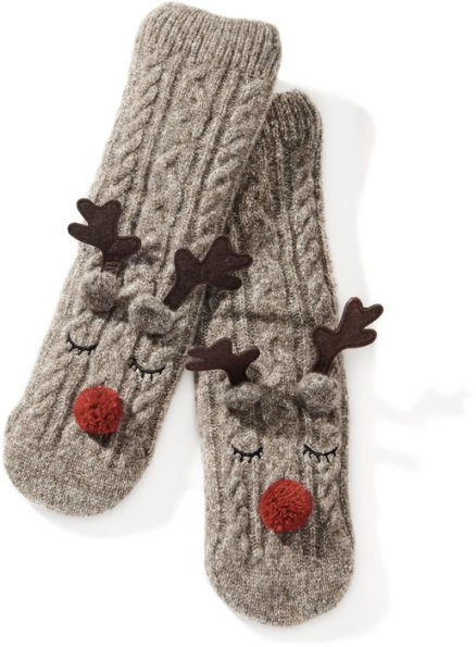 Kids Reindeer Sherpa Sock