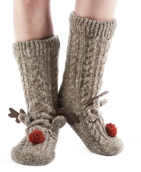 Kids Reindeer Sherpa Sock