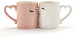 Alternative view 3 of Pink and White Ceramic Kissing Mugs Set of 2