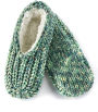 Chunky Cable Knit Ballerina Slipper, Green & Blue Multi-Knit