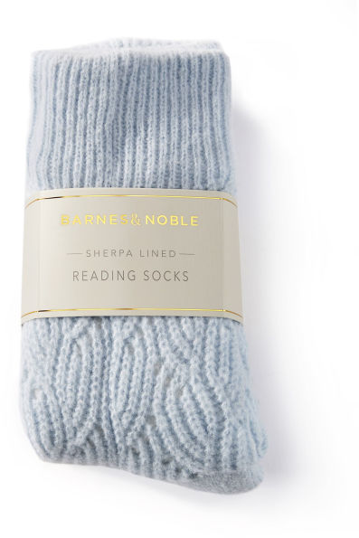 Leaf Stitch Blue Reading Sock