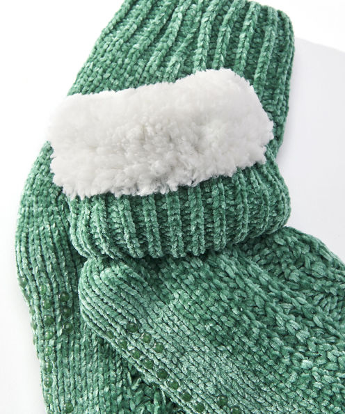 Green Chenille Reading Sock