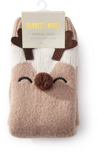 Adult Reindeer Reading Sock