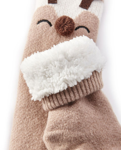 Adult Reindeer Reading Sock