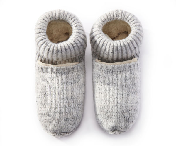 Knit Gray Microwave Slippers