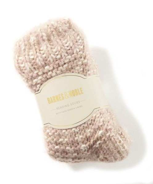 Pink & Beige Sequin Reading Sock