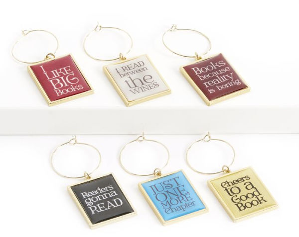 Book Lovers Wine Charms, Set of 6