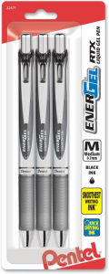 Title: EnerGel RTX Retractable Liquid Gel Pen, (0.7mm) Metal Tip, Medium Line, Black Ink 3-Pk, Author: Pentel