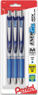 EnerGel RTX Retractable Liquid Gel Pen, (0.7mm) Metal Tip, Medium Line, Blue Ink 3-Pk