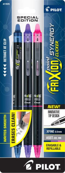 Frixion Ball Synergy Clicker NAV/PPL/PNK 3ct