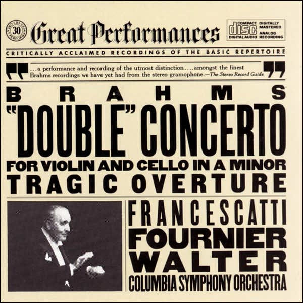 Brahms: Double Concerto; Tragic Overture by Brahms / Fournier / Walter ...