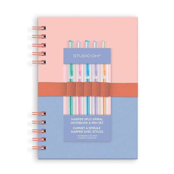 Coral and Salt Water Harper Split-Spiral Notebook and Pen Set