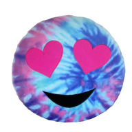 Title: Emoji Tie-Die Large Pillow - Heart Eyes