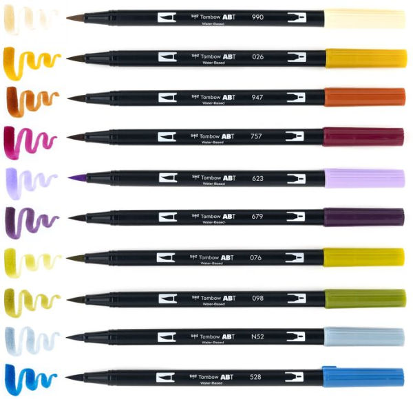 Tombow Dual Brush Pens, Bright Palette Colors - Set of 10