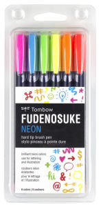 Fudenosuke Neon Brush Pen, 6PK