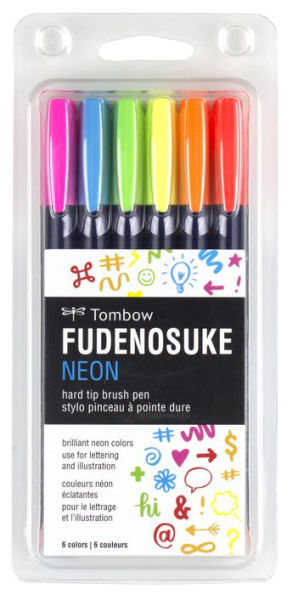 Fudenosuke Neon Brush Pen, 6PK