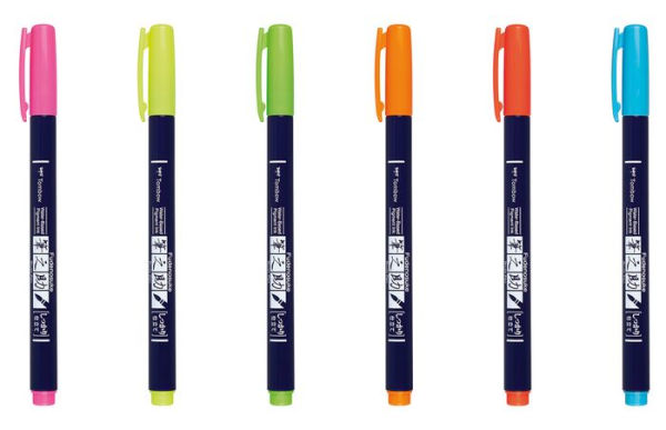 Tombow Fudenosuke Neon Brush Pens 6-pack