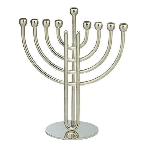 Menorah Modern Traditional Polished Silver Finish