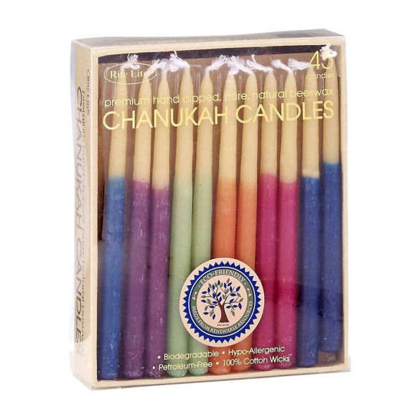 Chanukah Candles Multti Color Hand-Dipped Beeswax