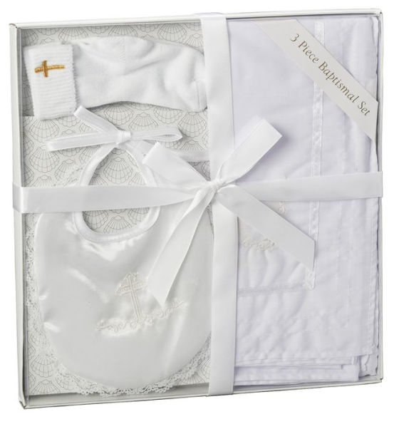 3pc Baptism Gift Set - Bib/Blanket/Socks