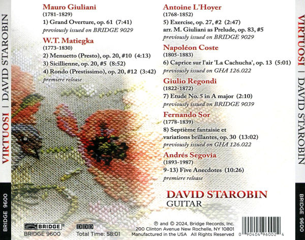 Virtuosi: Guitar Music by Giuliani, Matiegka, L'Hoyer, Coste, Regondi, Sor, Segovia