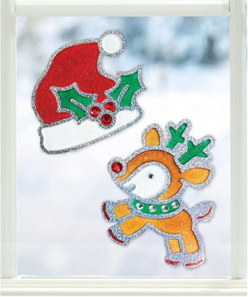 Santa Hat and Reindeer Window Art