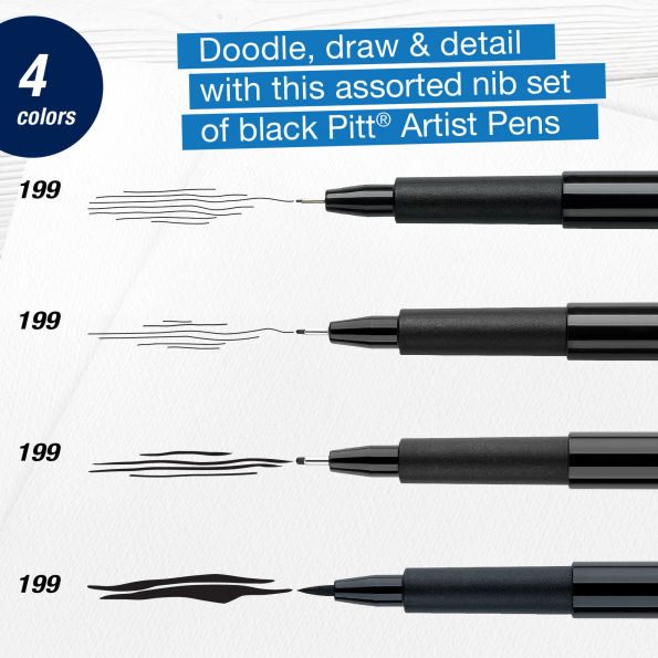 Pitt Artist Pen - Essential Art #199 Black Set of 4