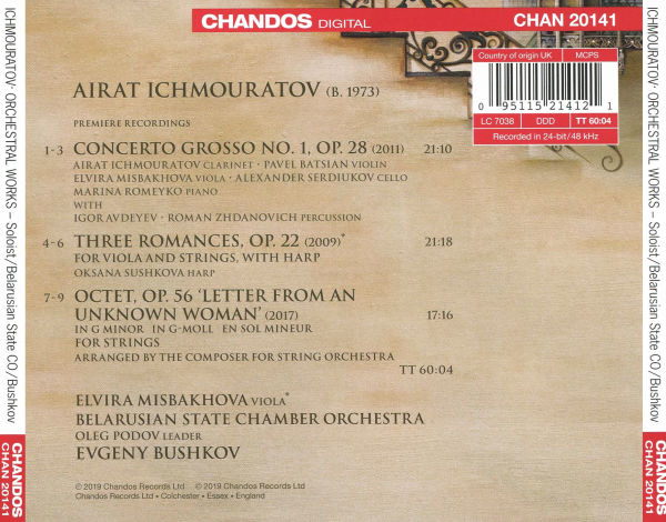 Airat Ichmouratov: Letter from an Unknown Woman; Three Romances for Viola; Concerto Grosso No. 1
